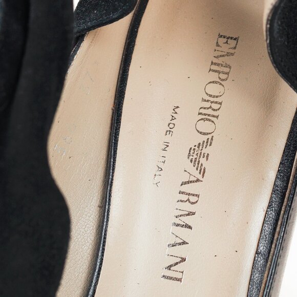 Emporio Armani 90s Ankle Wrap Black Suede Pumps - Picture 9 of 10